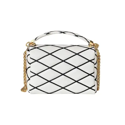 Louis Vuitton GO-14 MM White And Black Lambskin Leather Gold Hardware