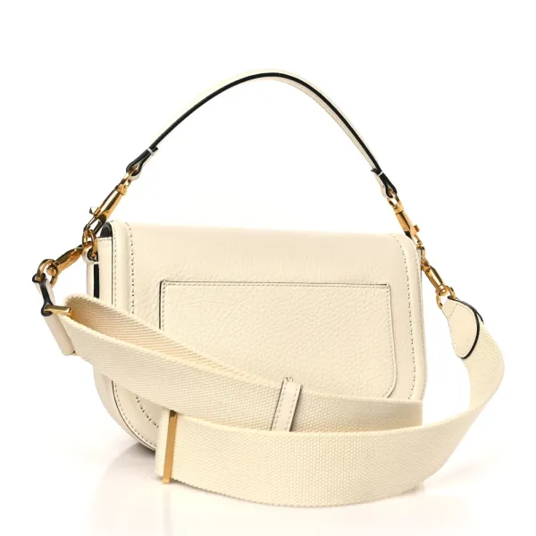 Valentino Garavani Small VLogo Top Handle Shoulder Bag Ivory Pebbled Calfskin Leather Incognito Hardware - Image 3