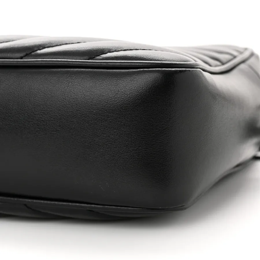 Saint Laurent Medium Lou Camera Bag Black Monogram Calfskin Matelasse Leather Silver Hardware