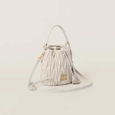 Miu Miu Matelassé Quilted Lambskin Leather white Bucket Bags