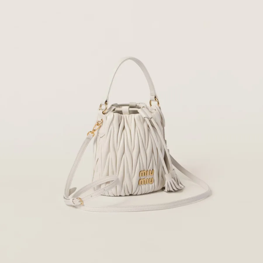 Miu Miu Matelassé Quilted Lambskin Leather white Bucket Bags