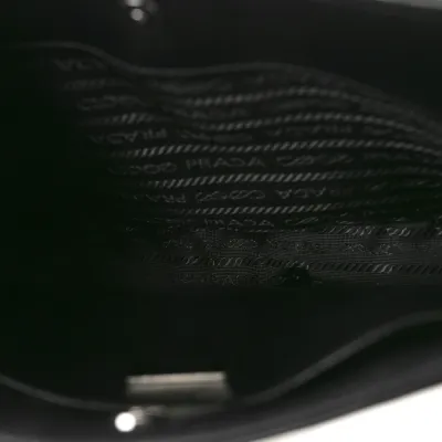 Prada Medium Cleo Shoulder Bag Black Spazzolato Leather Silver Hardware