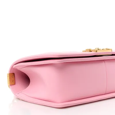 Chanel Boy Flap Medium Light Pink Quilted Calfskin Leather Aged Gold Hardware