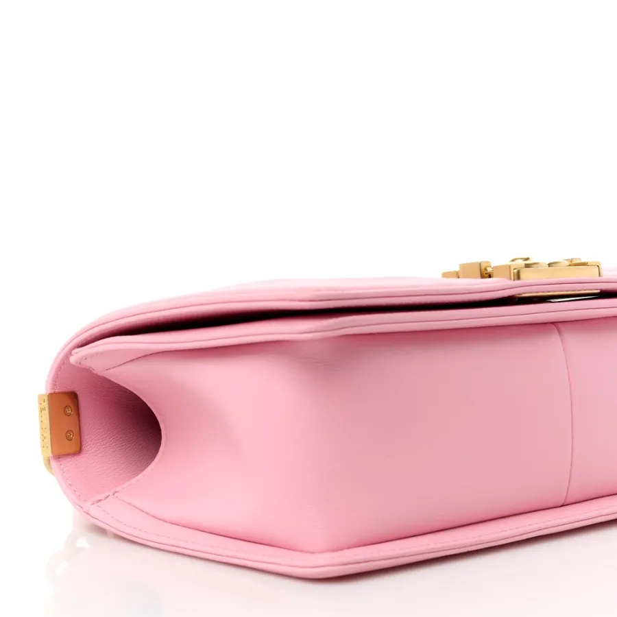 Chanel Boy Flap Medium Light Pink Quilted Calfskin Leather Aged Gold Hardware