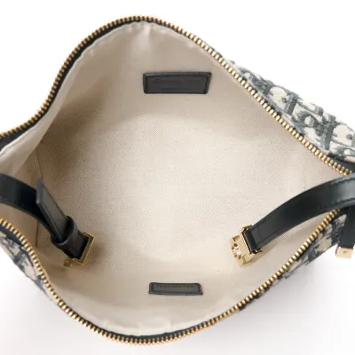 Dior Medium DiorTravel Nomad Pouch Blue Oblique Canvas Gold Hardware