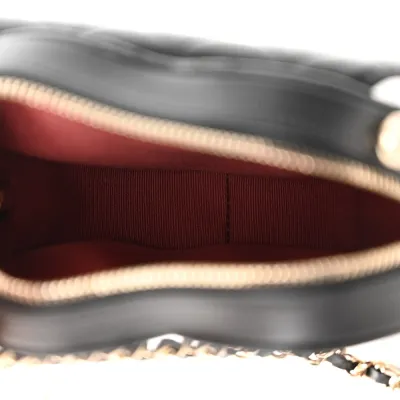 Chanel CC In Love Heart Clutch With Chain Small Black Quilted Lambskin Leather Light Gold Hardware