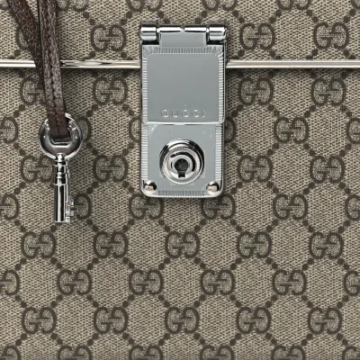 Gucci Medium Globe-Trotter Beauty Case Brown GG Supreme Monogram Canvas Silver Hardware