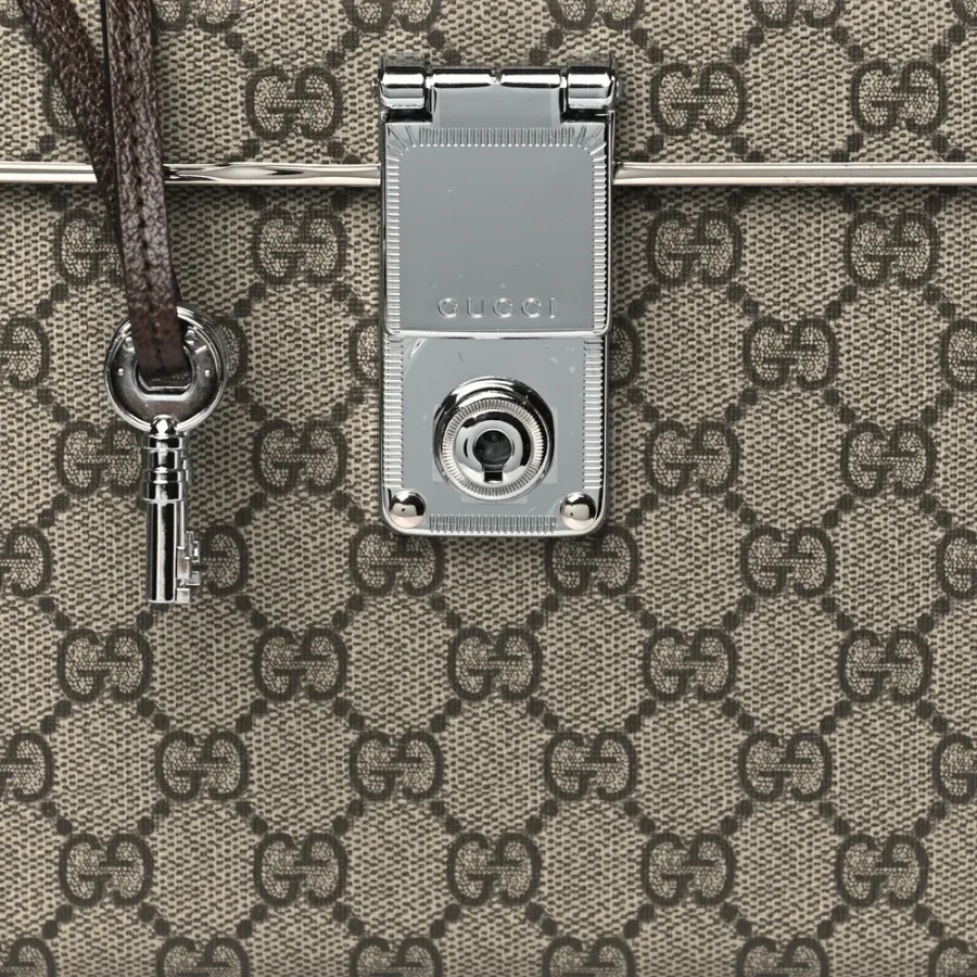 Gucci Medium Globe-Trotter Beauty Case Brown GG Supreme Monogram Canvas Silver Hardware