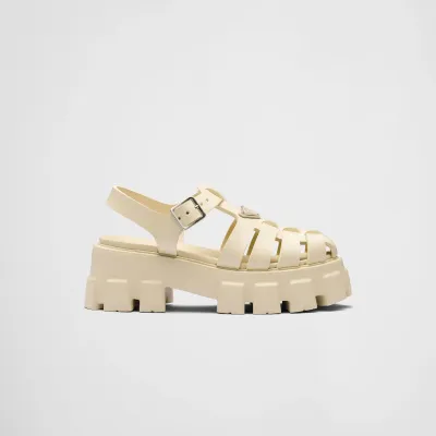 PRADA Quartz colored rubber Monolith sandals