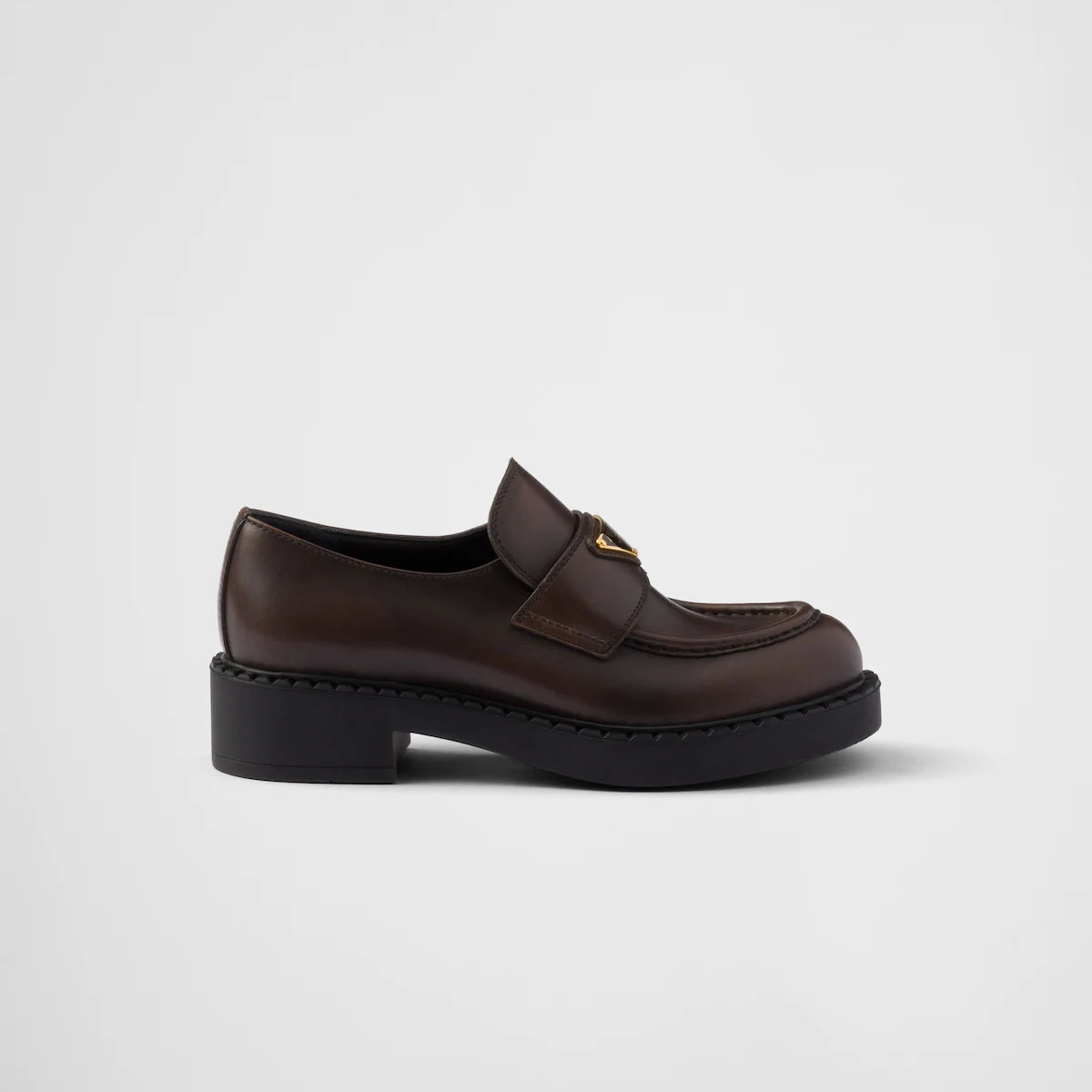 PRADA Loafer de couro chocolate marrom escuro