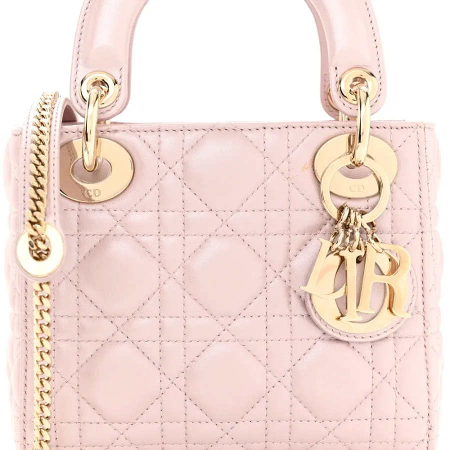 Dior Mini Lady Dior Lotus Metallic Cannage Lambskin Leather Light Gold Hardware
