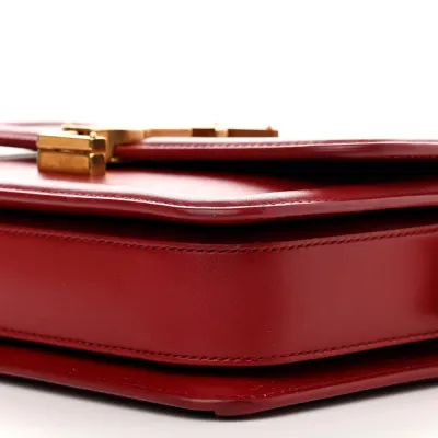 Saint Laurent Medium Solferino Satchel Rouge Opyum Monogram Box Calfskin Leather Brass Hardware