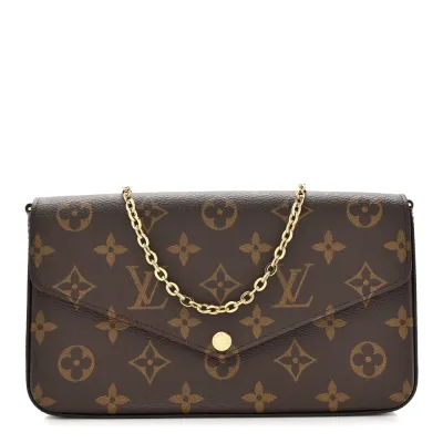 Louis Vuitton Pochette Felicie Chain Wallet PM Monogram Canvas Gold Hardware