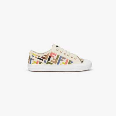 FENDI Collage embroidered canvas low-top shoes