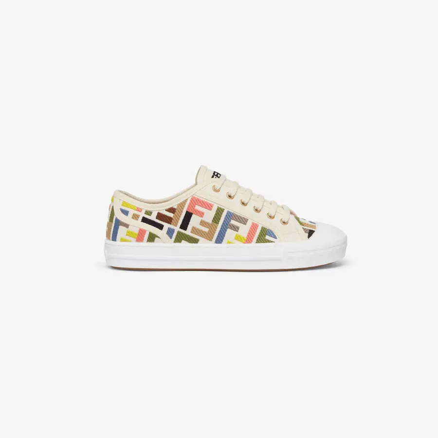 FENDI Collage embroidered canvas low-top shoes