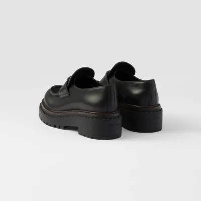 PRADA Black leather loafers