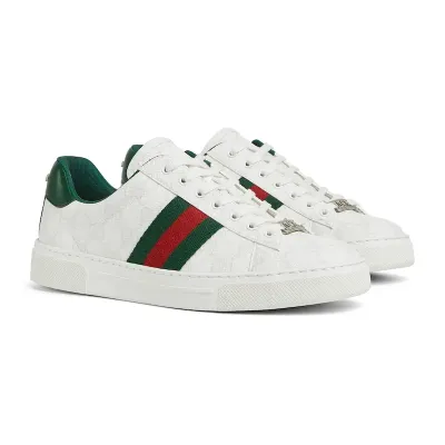 Gucci Ace series white sneakers woven fabric women's sports shoes