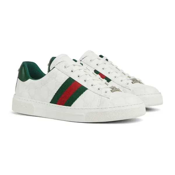 Gucci Ace series white sneakers woven fabric women's sports shoes - Image 2