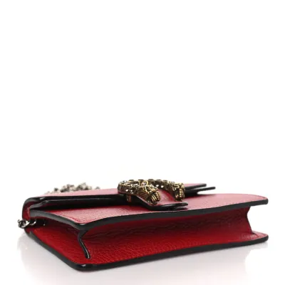 Gucci Mini Super Dionysus Shoulder Bag Hibiscus Red Calfskin Leather Aged Silver Hardware