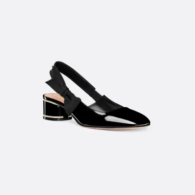 Dior black bow with thick heels and square heads high heels shoes