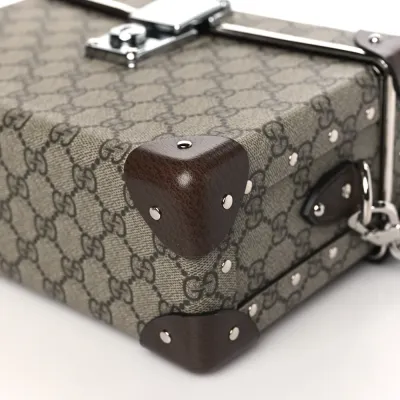 Gucci Medium Globe-Trotter Beauty Case Brown GG Supreme Monogram Canvas Silver Hardware