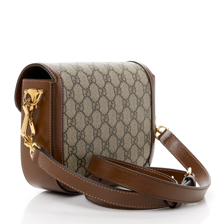 Gucci Mini Horsebit 1955 Shoulder Bag Beige / Brown Sugar GG Supreme Monogram Canvas