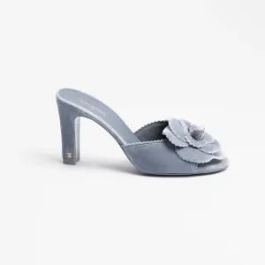 Chanel Grey velvet sandals High heeled slippers