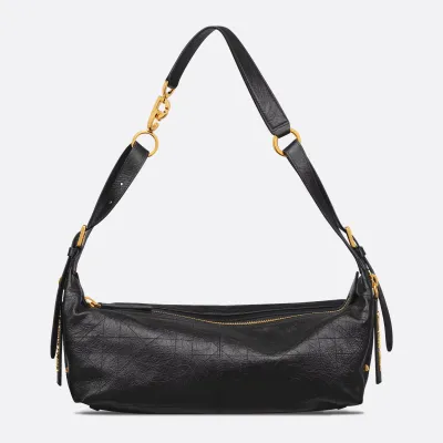Dior Medium D-Journey Bag in Black Crinkled Calfskin Gold Hardware