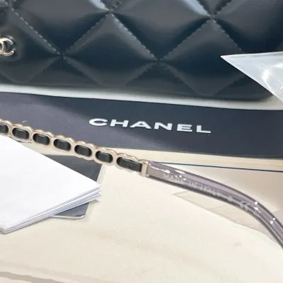 CHANEL transparent square frame glasses silver color size 53口19-145