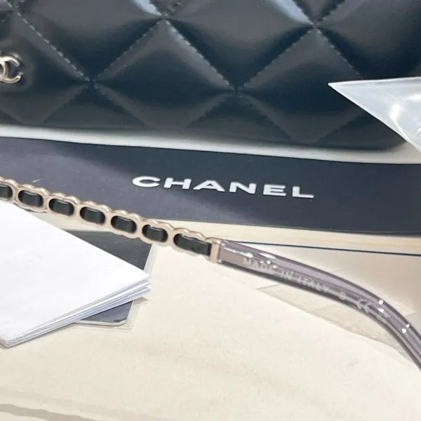 CHANEL transparent square frame glasses silver color size 53口19-145 - Image 5