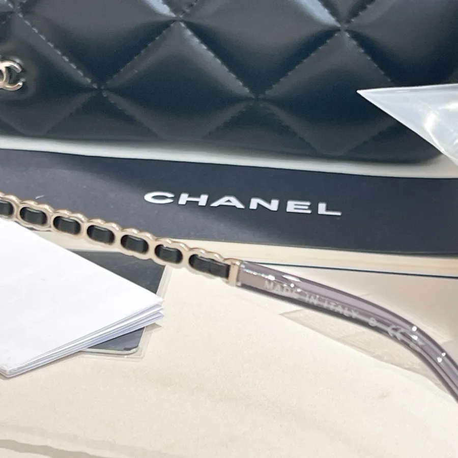 CHANEL transparent square frame glasses silver color size 53口19-145