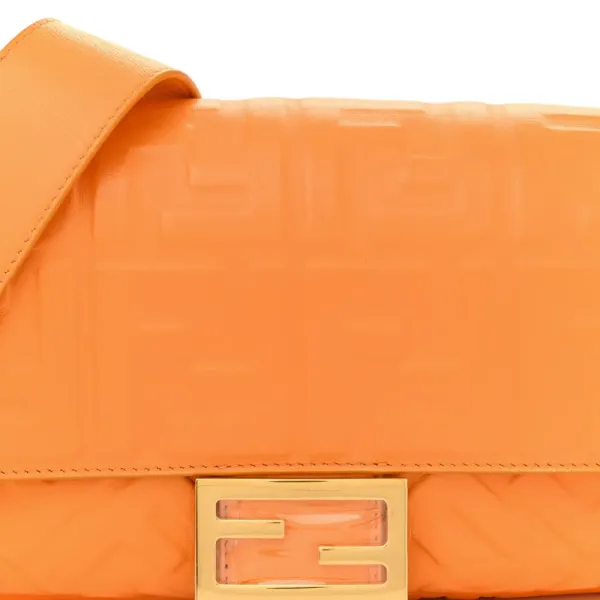 Fendi FF 1974 Embossed Baguette Clementine Nappa Leather Gold Hardware - Image 9