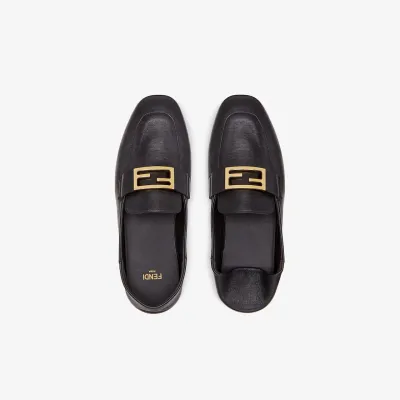 FENDI Black leather loafers