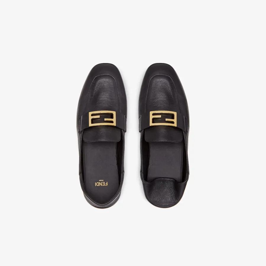 FENDI Black leather loafers