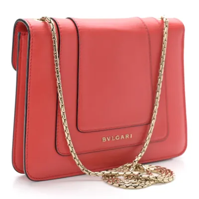 Bvlgari Mini Serpenti Forever Crossbody Bag Red Calfskin Leather Gold Hardware