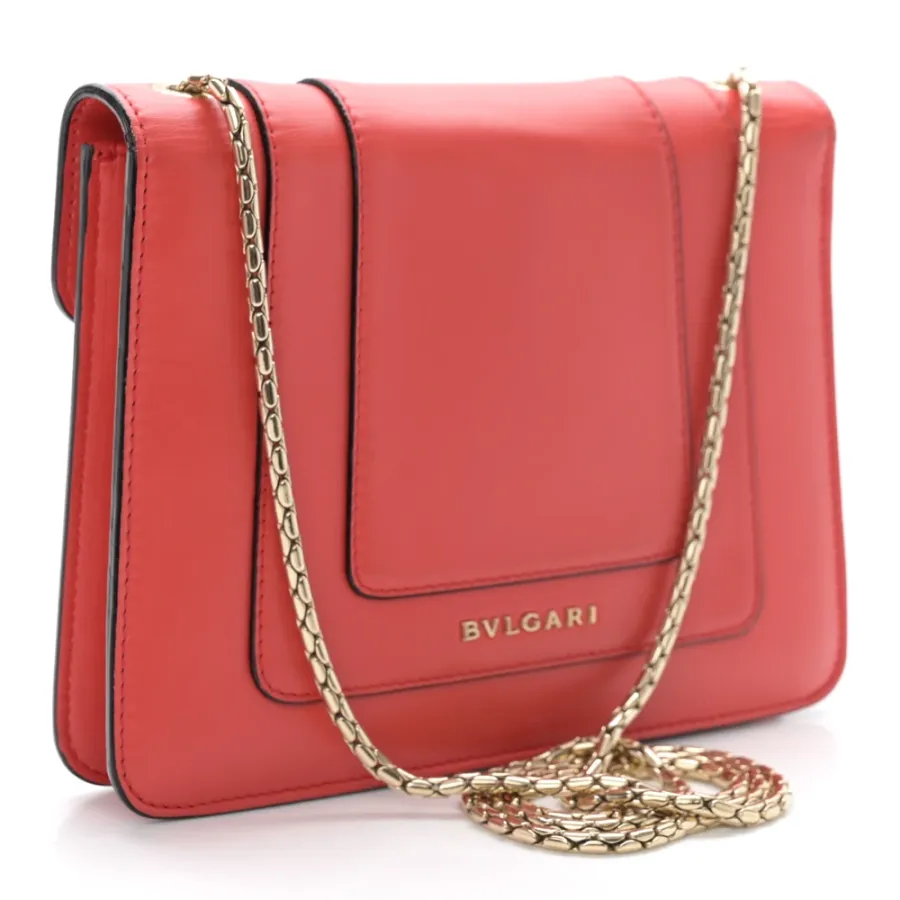 Bvlgari Mini Serpenti Forever Crossbody Bag Red Calfskin Leather Gold Hardware