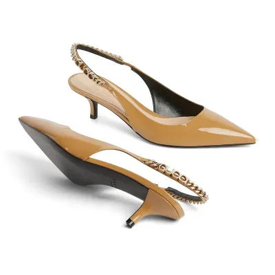 Gucci patent leather pointed heels high heels shoes Rear lace up high heels