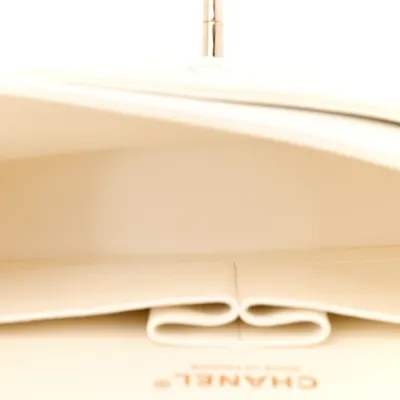 Chanel Double Flap Medium White Quilted Caviar Leather