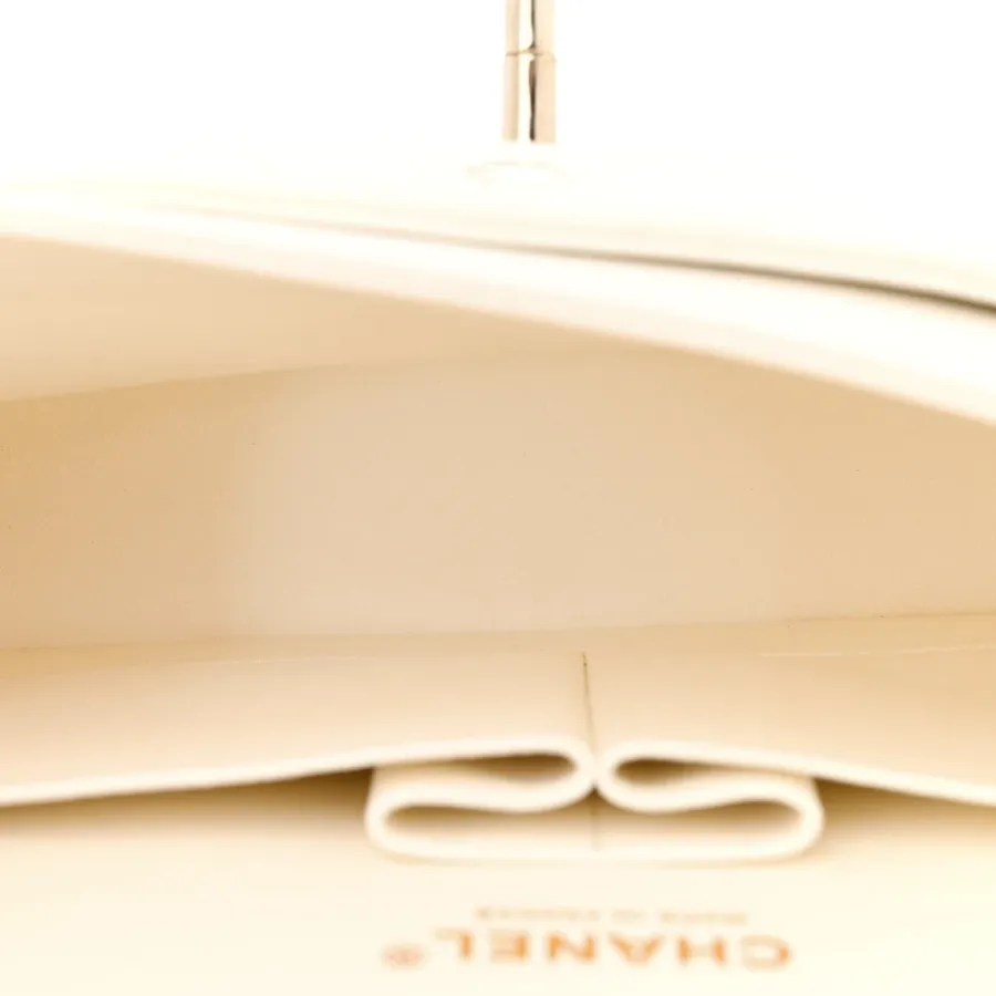 Chanel Double Flap Medium White Quilted Caviar Leather