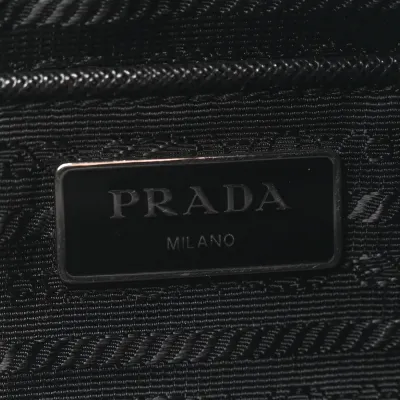Prada Medium Pocket Double Zip Messenger Bag Black Re Nylon Vela & Saffiano Leather Silver Hardware