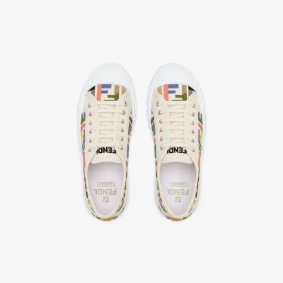 FENDI Collage embroidered canvas low-top shoes