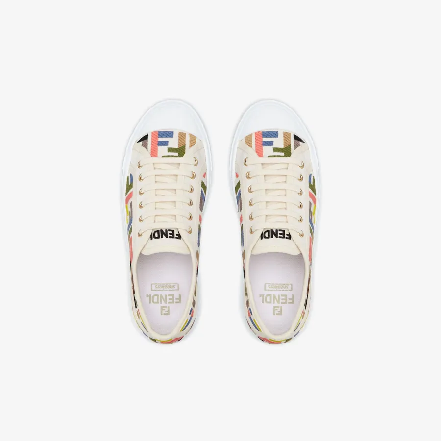 FENDI Collage embroidered canvas low-top shoes