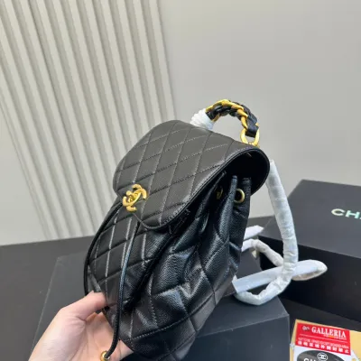 Chanel Black / White / Red / Apricot color Quilted Lambskin Leather Backpacks