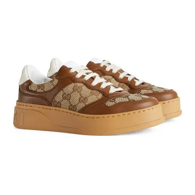 Gucci GG printed embossed sports shoes brown Sneakers