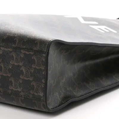 Celine Large Vertical Cabas Black Triomphe Canvas & Calfskin Leather