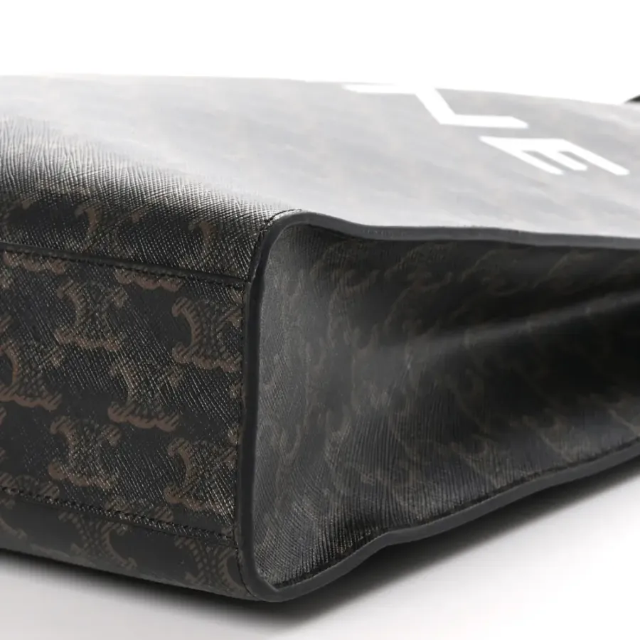 Celine Large Vertical Cabas Black Triomphe Canvas & Calfskin Leather