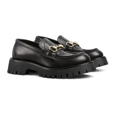 Gucci black thick bottom loafers