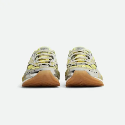Bottega Veneta Orbit Sneakers In Yellow/Silver Technical Fabric And Mesh Lace-Up Sneaker