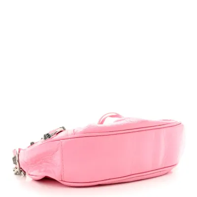 Balenciaga XS Le Cagole Shoulder Bag Candy Pink Agneau Arena Leather Silver Hardware