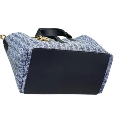 Dior Medium Dior Toujours Bag In Blue Denim Dior Oblique Jacquard With Gold Hardware